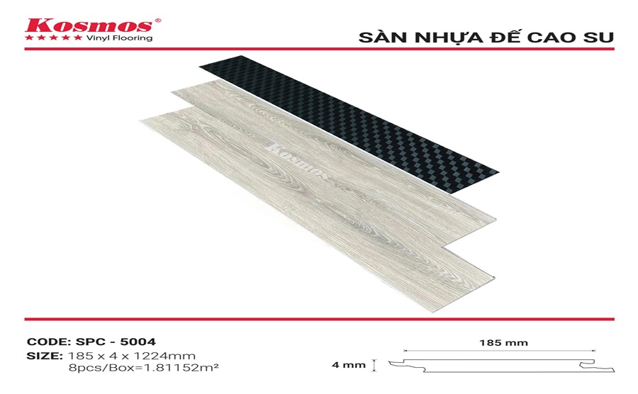 Sàn nhựa hèm khóa Kosmos 4mm SPC - 5004
