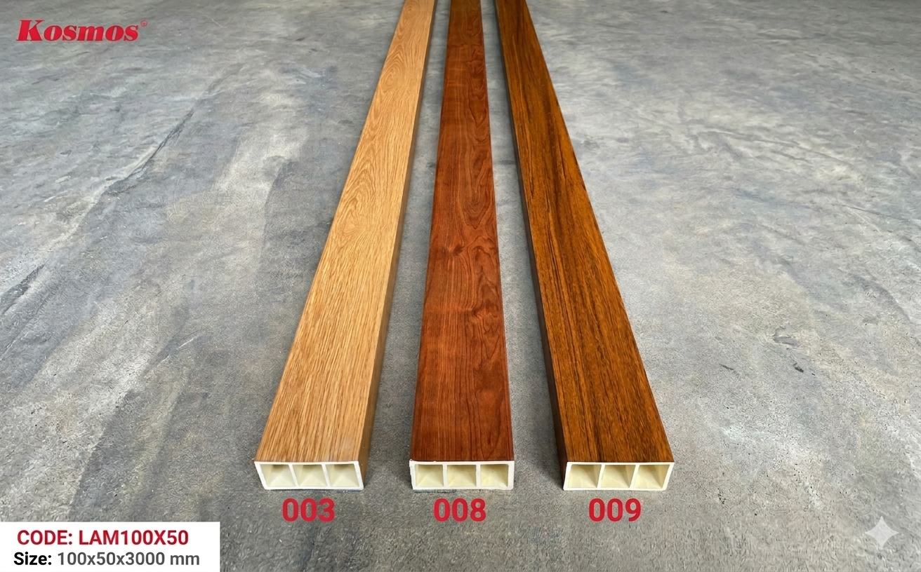 Lam Hộp Nhựa Giả Gỗ Kosmos LAM100X50