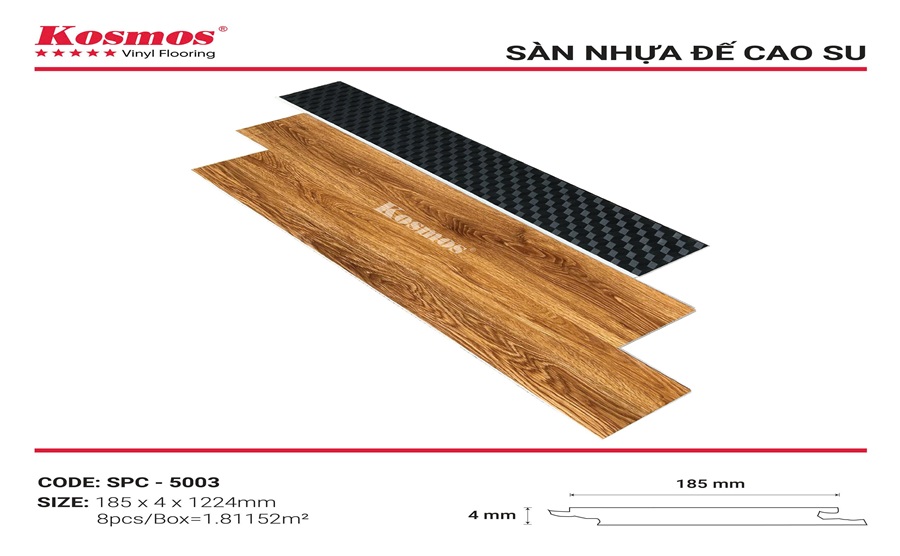 Sàn nhựa hèm khóa Kosms 4mm SPC - 5003