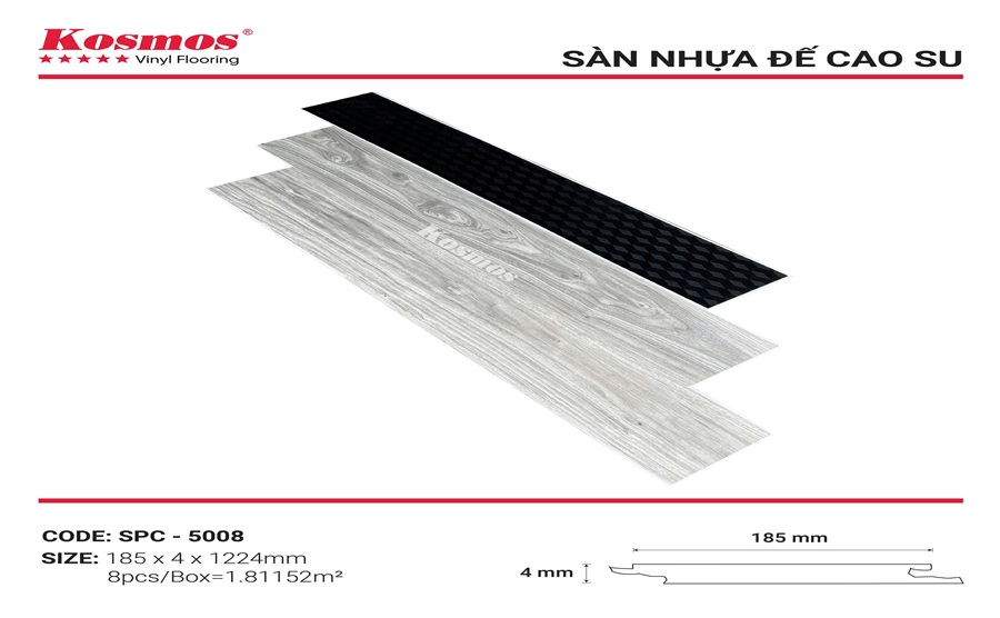 Sàn nhựa hèm khóa Kosmos 4mm SPC - 5008